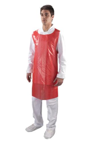 Disposable Polythene Aprons - Flat      - Red